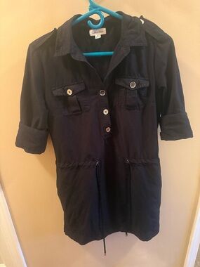 Calvin Klein Black Utility Shirt Dress  with Drawstring Waist